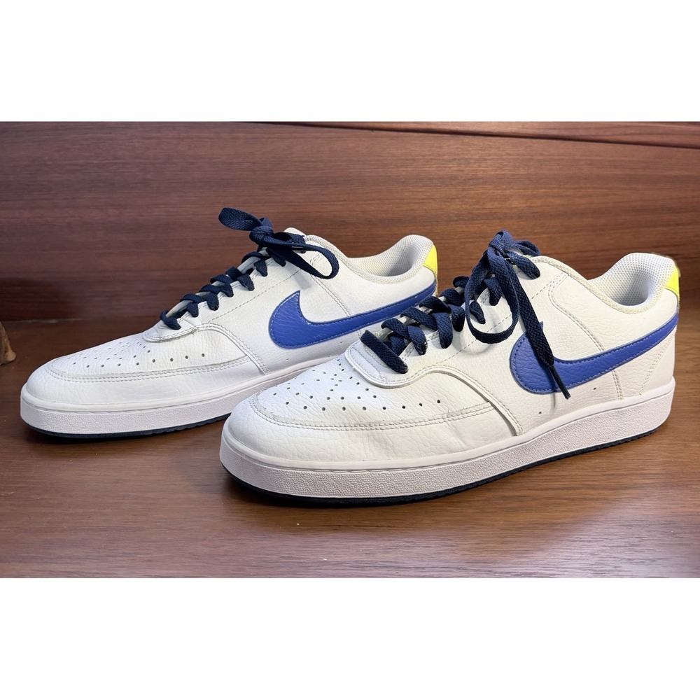 Nike Court Vision Low NBA White Blue Void Yellow size 10.5 DM1187-102 Warriors